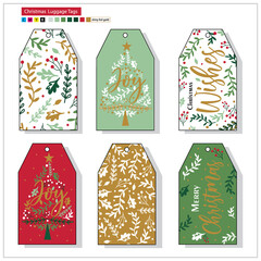 Artwork Christmas Gift tags with red and green colored