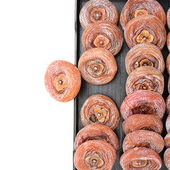 dried persimmon on white background 