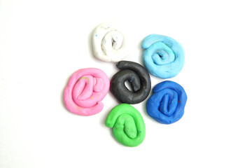 Circle Colors Plasticine Play Dough Modeling Clay on White background