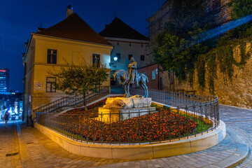 Equestrian Statue of St. George and the Dragon in Zagreb, Croatia
