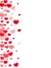 Beautiful red hearts falling vector illustration.