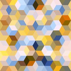Hexagon grid seamless background of multiple polygons