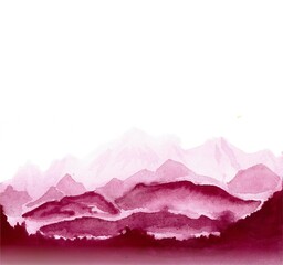 Bordeaux mountain landscape. Wine map. watercolor.
