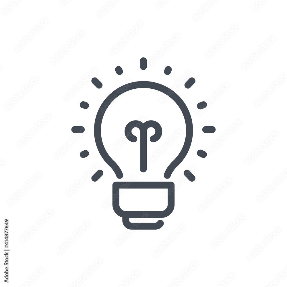 Poster creative idea and solution line icon. light bulb vector outline sign.