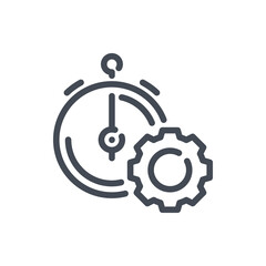 Time management and Productivity line icon. Time with gear vector outline sign.