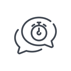 Time conversation line icon. Chat Message with timer vector outline sign.