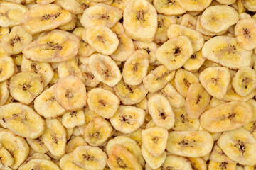 Sliced dried banana background