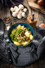 Gnocchi with mushroom sauce.