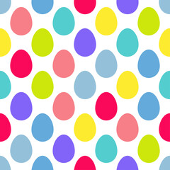 Seamless pattern with colorful Easter eggs. Happy holiday! Vector illustration for web design or print.