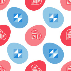 Seamless pattern with colorful Easter eggs. Happy holiday! Vector illustration for web design or print.