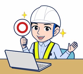 工事現場にいる誘導員