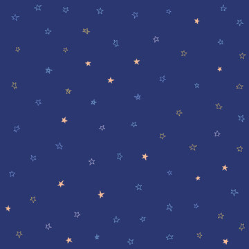 Vector seamless cute night color star pattern