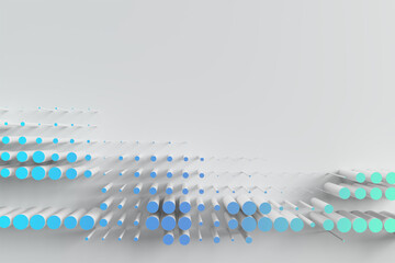 Abstract 3d rendering of geometric halftone background. 3D concept illustration.
