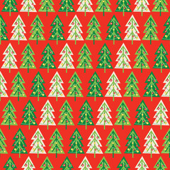 Seamless Christmas tree with red and green color, vector illustration