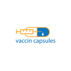 Obraz premium injection vaccine logo vector illustration of capsule design