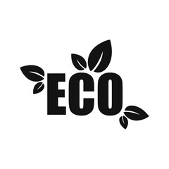 Eco friendly, black icon with leaves