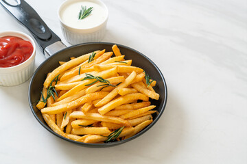 French fries with sour cream and ketchup