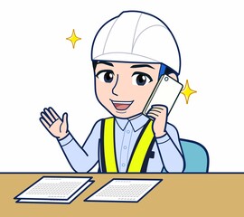 工事現場にいる誘導員