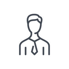 Business person avatar line icon. Businessman with tie vector outline sign.