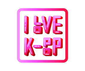 Vector text I love k-pop. Sticker.