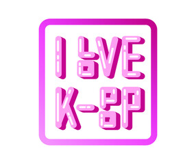 Vector text I love k-pop. Sticker