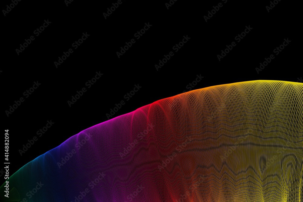 Poster abstract line wave. futuristic background in light neon tone. modern surface design style. texture f