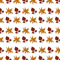 Ash maple leaves pattern. Idea for decors, ornaments, wallpapers, gifts, damask, celebrations, invitation, greeting, meeting, autumn themes. Isolated vector illustration with white background.
