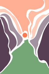 Vector abstract minimalistic landscape. Template for polygraphy, web-design, prints, etc