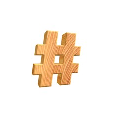 3D symbol (#) icon with wood texture