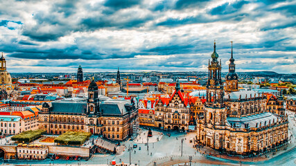 Obraz premium Histoirical center of the Dresden Old Town. Dresden has a long history as the capital and royal residence for the Electors and Kings of Saxony.Saxony, Germany.