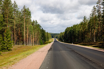 Fototapeta na wymiar beautiful asphalt road surrounded by forest