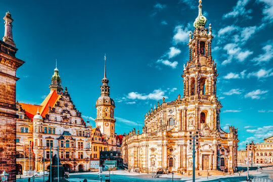 DRESDEN, GERMANY-SEPTEMBER 08, 2015 :Catholic Court Church(Katholische Hofkirche).Center of the Dresden Old Town. 