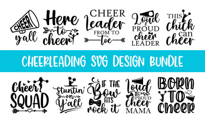 Quote Cheerleading typography set, lettering style cheerleading promotion quotes, Graphic design lifestyle lettering, and Sketch mug inspiration vector type simple sticker lettering set