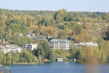 reach on the Volga autumn landscape / russia gold ring, russian province landscape