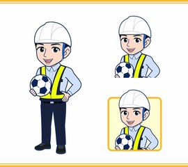 Fototapeta premium 工事現場にいる誘導員