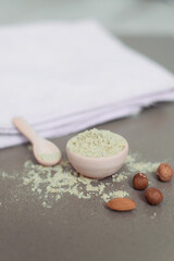 Ayurvedic ubtan of nuts and herbs. Natural skin care and cleansing.