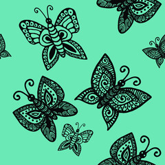 Beautiful butterflies on a blue background.