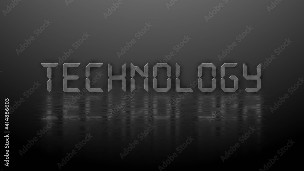 Aufkleber reflection effects on a structured surface - blurred gray lettering technology illuminated over the 