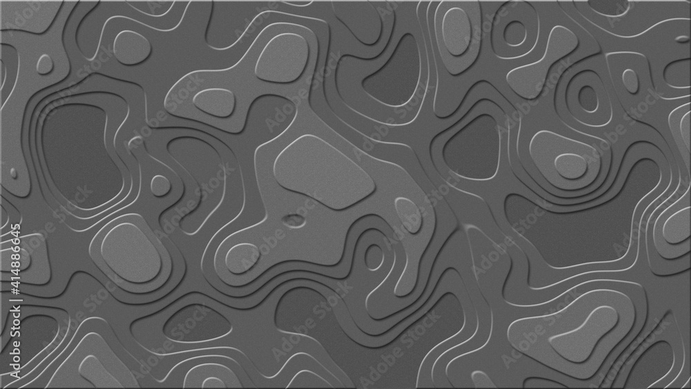 Poster relief structure of elements in flowing edges - abstract graphic background in dark gray - 3d illust