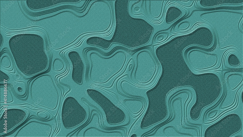 Aufkleber relief structure of elements in flowing edges - abstract graphic background in turquoise - 3d illust