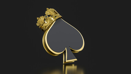 3d Rendering Crown and Play Card Icon