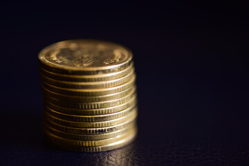Close up coins with macro lens.