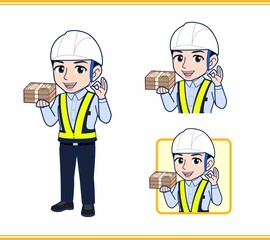 工事現場にいる誘導員