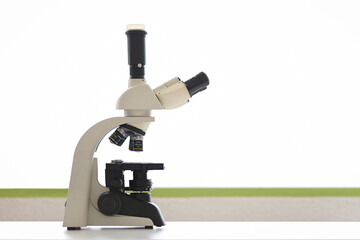 Laboratory with microscope isolated on white background