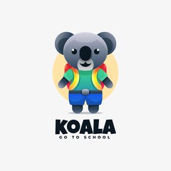 Vector Logo Illustration Koala Gradient Colorful Style.