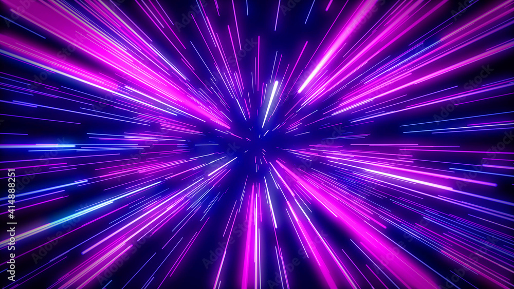 Wall mural abstract creative cosmic background. hyperspace jump into another galaxy. 3d rendering.