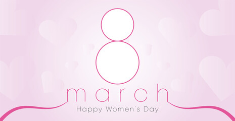 8 March Happy women's day design. Design on light pink background and 8 March International Women's Day. Modern design in soft colors. modern bannera and poster design.