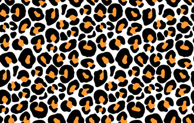 Leopard print, cheetah seamless pattern, jaguar texture. Jungle exotic background. Leo repeat vector design. Wild Animals fur illustration.