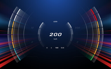Digital speedometer with motion effect background