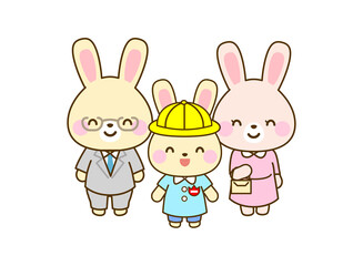うさぎの家族イラスト　子ども向け